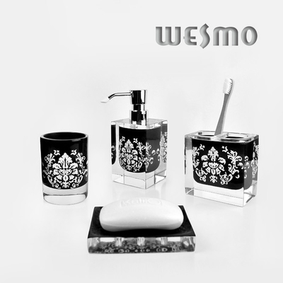 Polyresin Bathroom Set with Soap Dispenser, Toothbrush Holder, Tumbler * 2PCS, Soap Dish